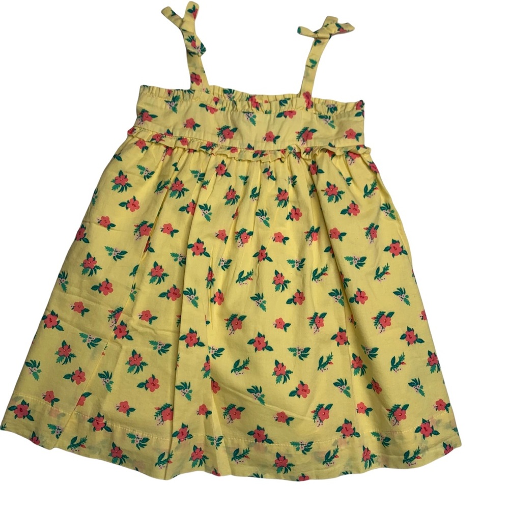 Yellow Gap lined Summer floral dress for 18-24m EUC